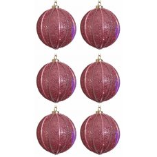 Χριστουγεννιάτικες Μπάλες Μπορντό με Στρας - Σετ 6 τεμ. (8cm)