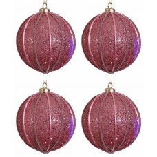 Χριστουγεννιάτικες Μπάλες Μπορντό με Στρας - Σετ 4 τεμ. (10cm)