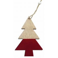 Χριστουγεννιάτικο Ξύλινο Δεντράκι Κόκκινο (11cm)