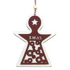 Χριστουγεννιάτικο Ξύλινο Αγγελάκι με "XMAS" (13cm)