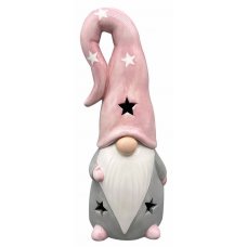 Χριστουγεννιάτικος Διακοσμητικός Νάνος με Ροζ Σκούφο (24cm)