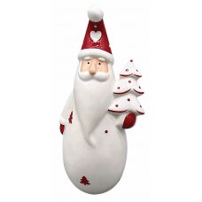 Χριστουγεννιάτικος Διακοσμητικός Λευκός Άγιος Βασίλης με Δεντράκι (23cm)