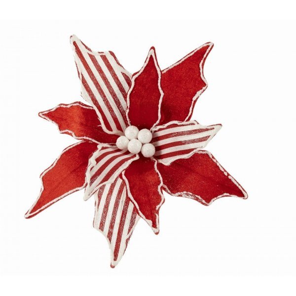 Χριστουγεννιάτικο Λουλούδι Αλεξανδρινό Κόκκινο με Ρίγες (24cm)
