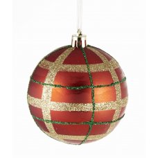 Χριστουγεννιάτικες Μπάλες Κόκκινες Καρό - Σετ 6 τεμ. (8cm)