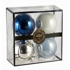 Χριστουγεννιάτικες Γυάλινες Μπάλες Μπλε - Σετ 4 τεμ. (8cm)