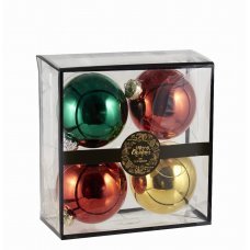 Χριστουγεννιάτικες Γυάλινες Μπάλες Πολύχρωμες - Σετ 4 τεμ. (8cm)