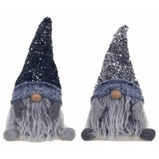 Χριστουγεννιάτικος Διακοσμητικός Λούτρινος Νάνος Γκρι με Στρας (40cm)