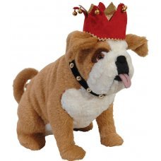 Χριστουγεννιάτικο Διακοσμητικό Σκυλάκι με Κόκκινη Κορώνα (40cm)