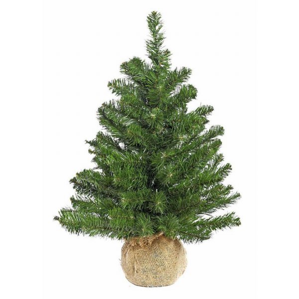 Χριστουγεννιάτικο Επιτραπέζιο Δέντρο με Σακί Λινάτσα (45cm)