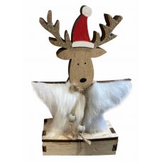 Χριστουγεννιάτικο Διακοσμητικό Ταρανδάκι με LED Λευκό (18cm)