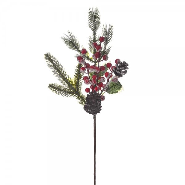 Χριστουγεννιάτικο Διακοσμητικό Κλαδί με Μούρα (49cm)