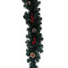 Χριστουγεννιάτικη Διακοσμητική Γιρλάντα με Κουκουνάρια και Berries (2.7m)